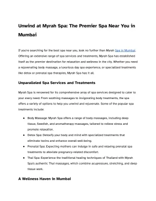 Unwind at Myrah Spa_ The Premier Spa Near You in Mumbai