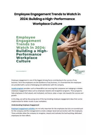 Employee Engagement Trends to Watch in 2024 Building a High-Performance Workplace Culture