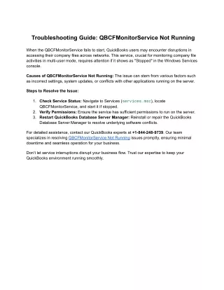 Resolving QBCFMonitorService Not Running Error in QuickBooks