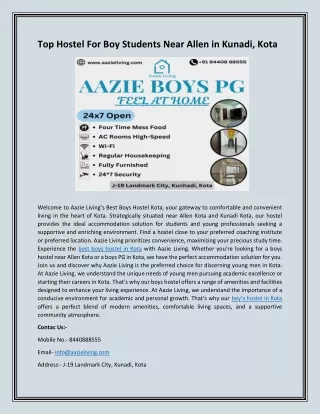 Top Hostel For Boy Students Near Allen in Kunadi, Kota