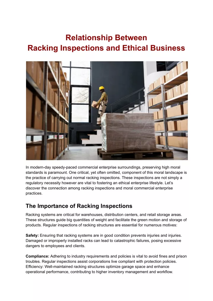 relationship between racking inspections