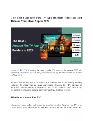 The Best 5 Amazon Fire TV App Builders Will Help You Release Your Own App in 2024