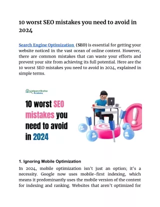 10 worst SEO mistakes you need to avoid in 2024