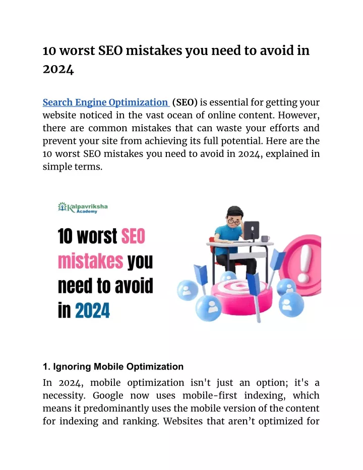 10 worst seo mistakes you need to avoid in 2024