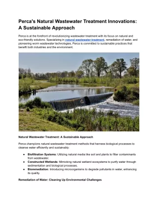 Perca's Natural Wastewater Treatment Innovations_ A Sustainable Approach