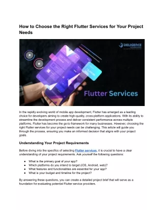 How to Choose the Right Flutter Services for Your Project Needs