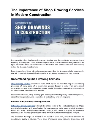 the importance of shop drawing services in modern