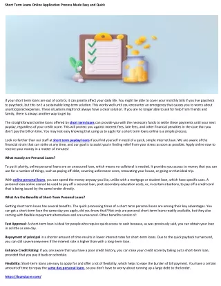 short term loans online application process made