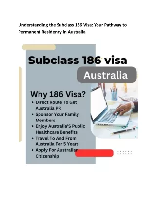 Understanding the Subclass 186 Visa: Your Pathway to Permanent Residency in Aust