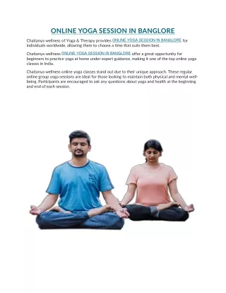 ONLINE YOGA SESSION IN BANGLORE