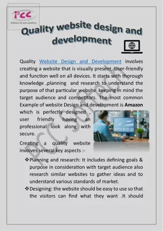 Quality website design and development