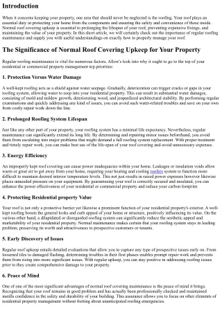 The Relevance of Regular Roofing System Upkeep for Your Home