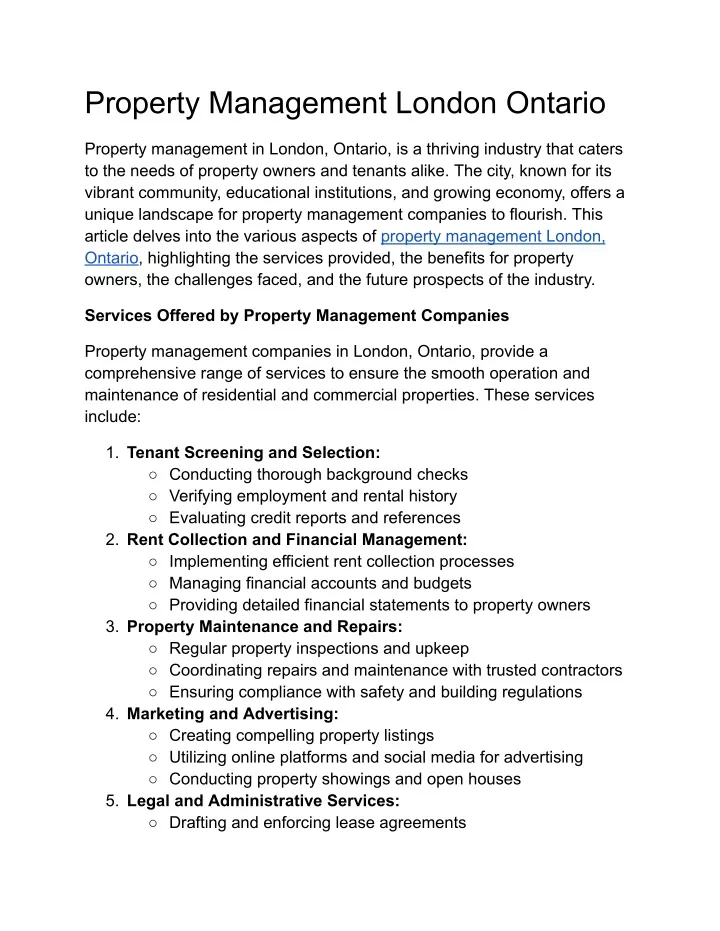 property management london ontario