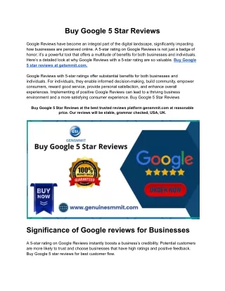Buy Google 5 Star Reviews-100% Non-drop, Safe Review