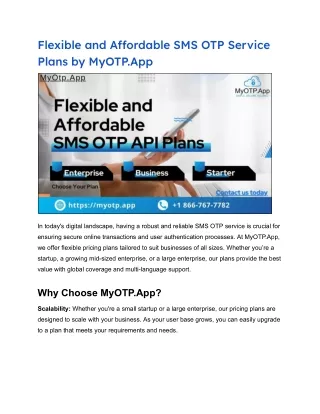 flexible and a ordable sms otp service plans