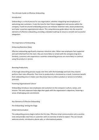 The Ultimate Guide to Effective Onboarding: Integrating New Employees and Custom