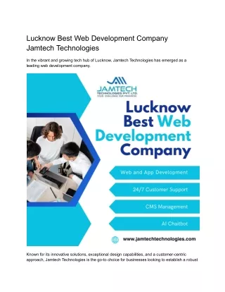 Lucknow Best Web Development Company  Jamtech Technologies