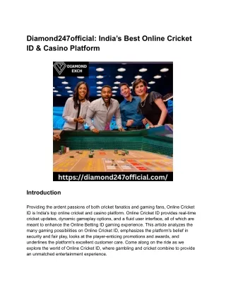 Diamond247official_ India’s Best Online Cricket ID & Casino Platform