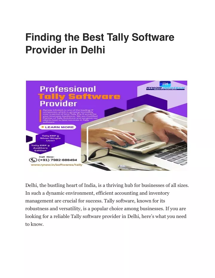 PPT - Finding the Best Tally Software Provider in Delhi PowerPoint ...