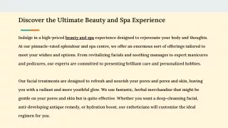 Discover the Ultimate Beauty and Spa Experience
