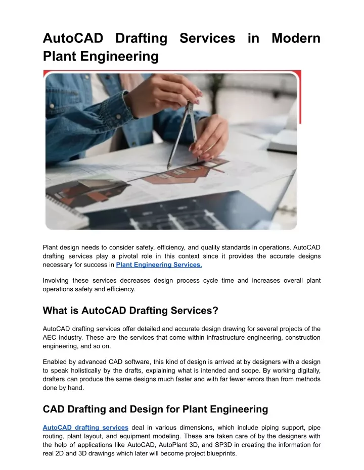 autocad drafting services in modern plant