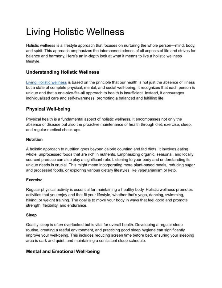 living holistic wellness