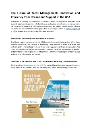 The Future of Yacht Management: Innovation and Efficiency | Ocean Land Support