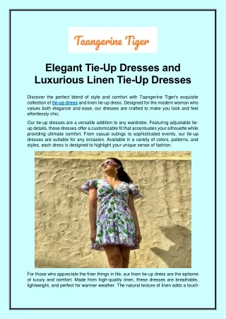 Elegant Tie-Up Dresses and Luxurious Linen Tie-Up Dresses