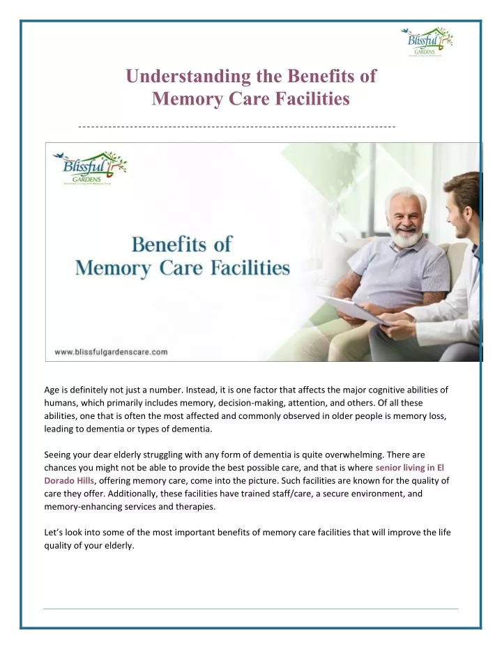 understanding the benefits of memory care