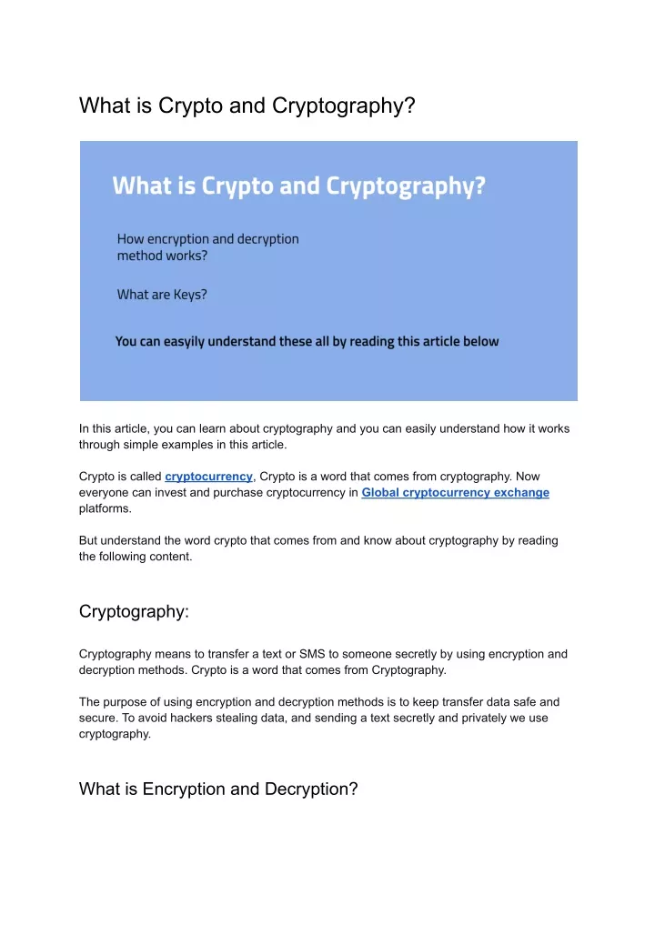 what is crypto and cryptography