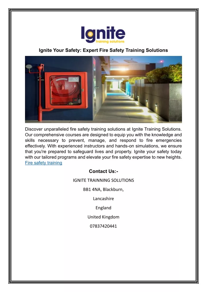 ignite your safety expert fire safety training