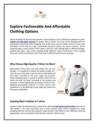 Fashionable and Affordable Clothing For Men's