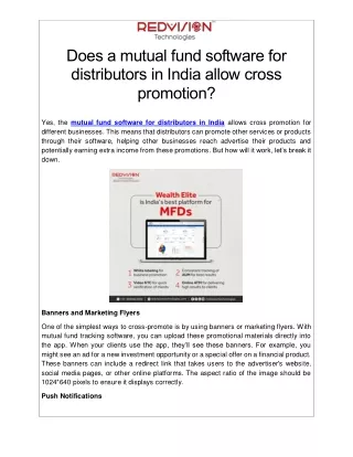 does a mutual fund software for distributors