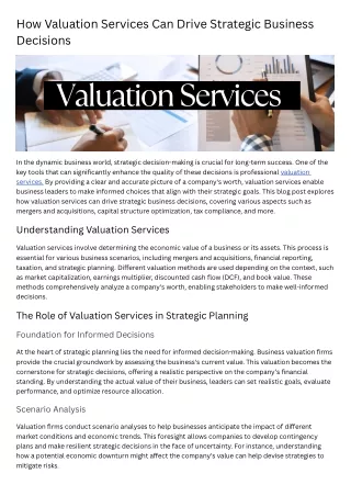How Valuation Services Can Drive Strategic Business Decisions
