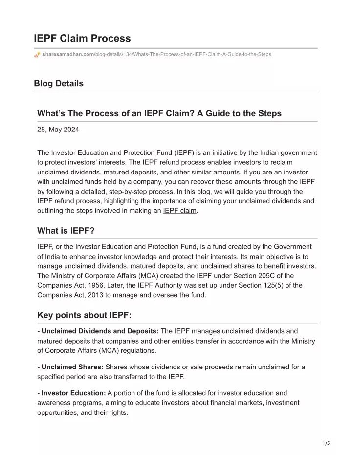 iepf claim process