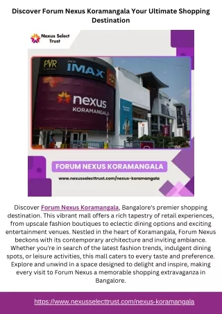 Discover Forum Nexus Koramangala Your Ultimate Shopping Destination