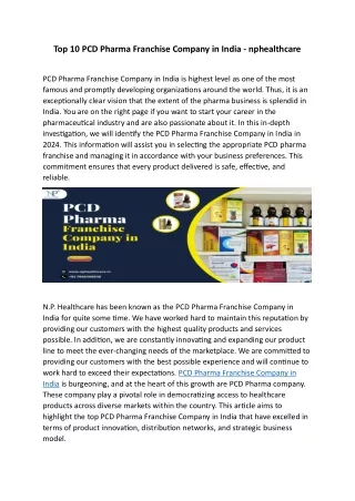 PCD Pharma Franchise Company in India - nphealthcare