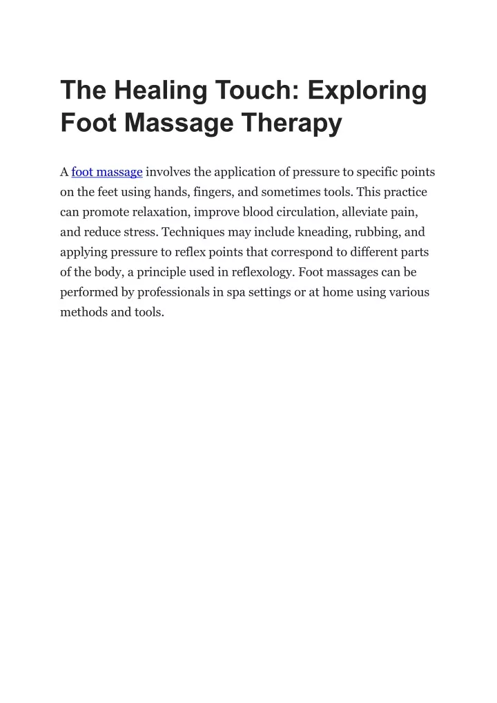 the healing touch exploring foot massage therapy