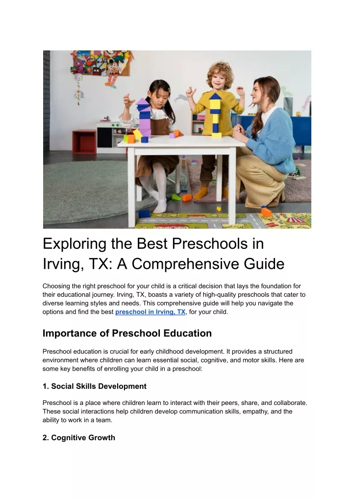 exploring the best preschools in irving