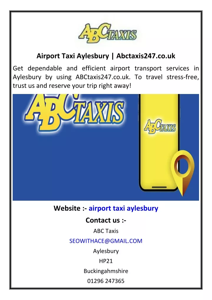 airport taxi aylesbury abctaxis247 co uk