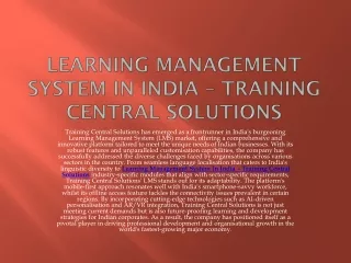 Learning Management System In Mumbai – Training Central Solutions