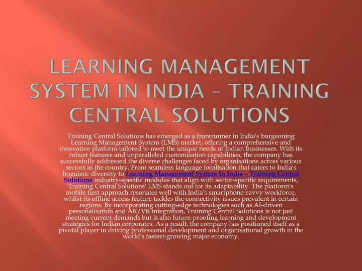 learning management system in india training central solutions