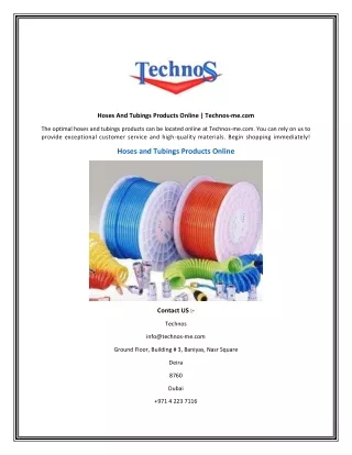 Hoses And Tubings Products Online  Technos-me.com