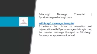 Edinburgh Massage Therapist  Sportmassageedinburgh.com