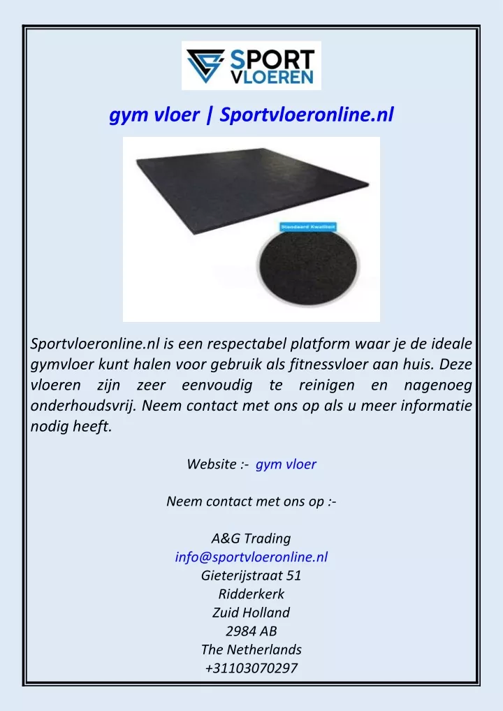 gym vloer sportvloeronline nl