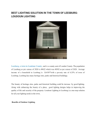 BEST LIGHTING SOLUTION IN THE TOWN OF LEESBURG_ LOUDOUN LIGHTING