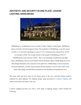 AESTHETIC AND SECURITY IN ONE PLACE_ LOUDON LIGHTING, MIDDLEBURG