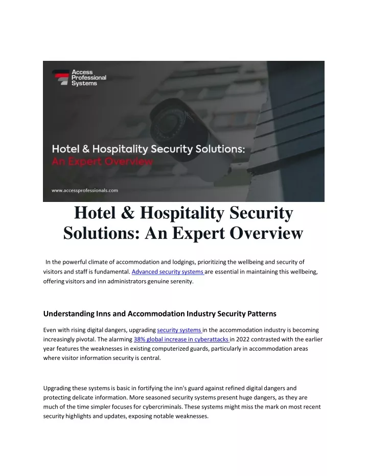 hotel hospitality security solutions an expert overview