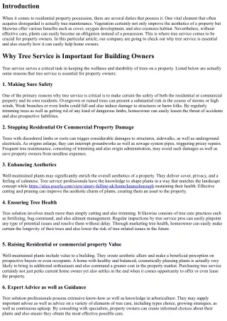 Why Tree Service is Necessary for Resident