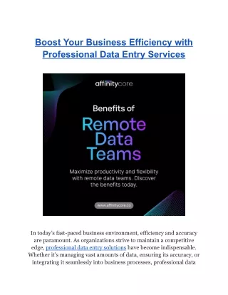 Boost Your Business Efficiency with Professional Data Entry Services